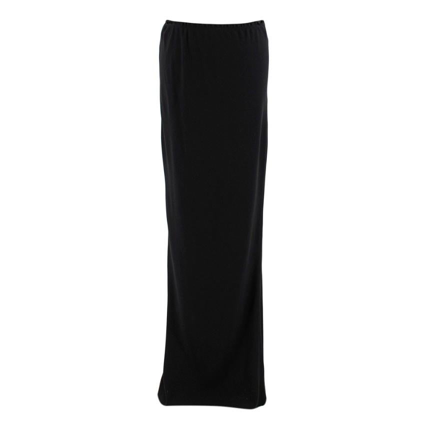Lanvin Black Maxi Skirt 

- Elasticated waist band 
- Straight Hemline with Frayed edge 

60% triacetate 
40% Polyester 

Dry Cleaning Only 

Made in France 

Please note, these items are pre-owned and may show signs of being stored even when unworn