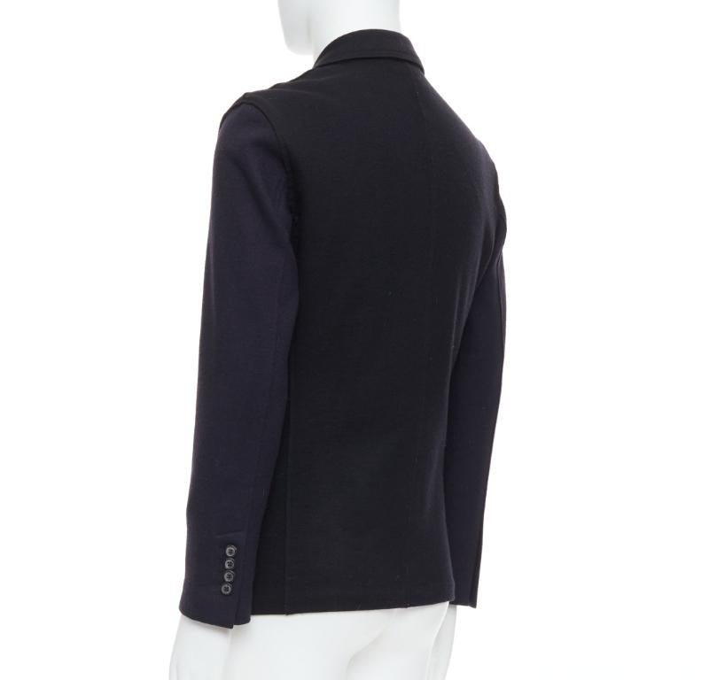 LANVIN giacca blazer nera bicolore in misto lana FR44 XS in vendita 1