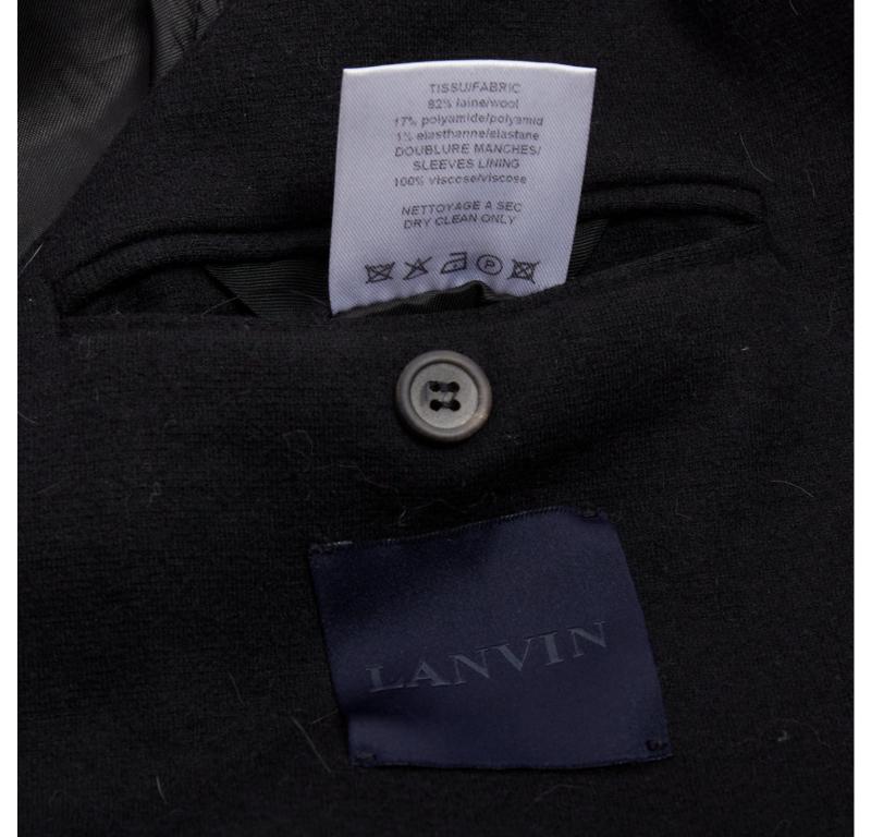 LANVIN giacca blazer nera bicolore in misto lana FR44 XS in vendita 3