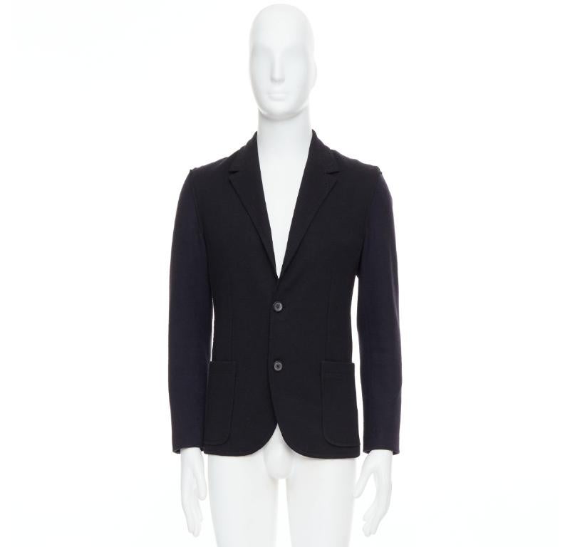 LANVIN giacca blazer nera bicolore in misto lana FR44 XS in vendita 4