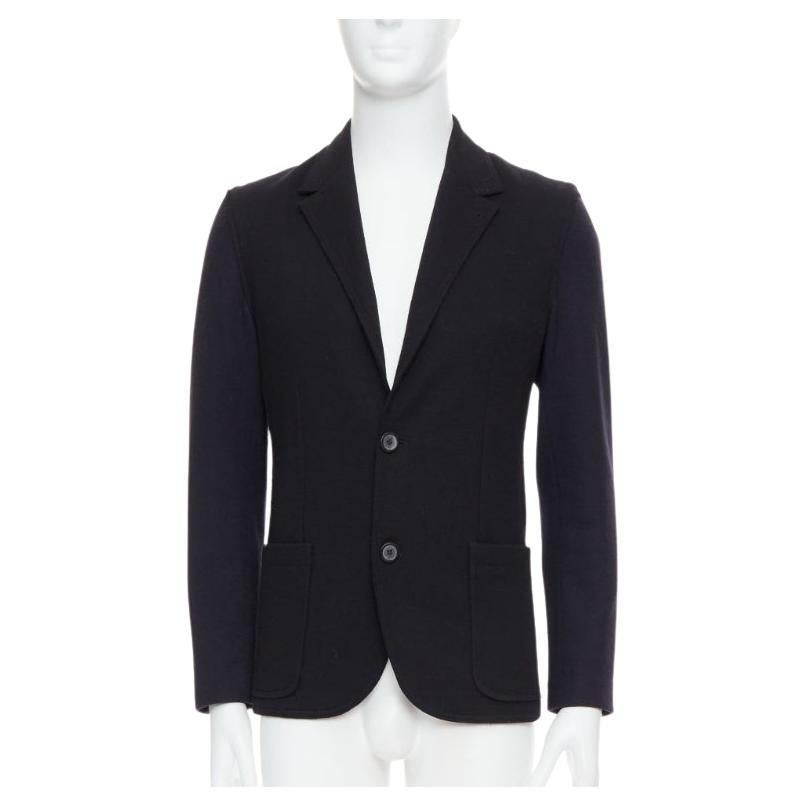 LANVIN giacca blazer nera bicolore in misto lana FR44 XS in vendita