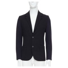 LANVIN giacca blazer nera bicolore in misto lana FR44 XS