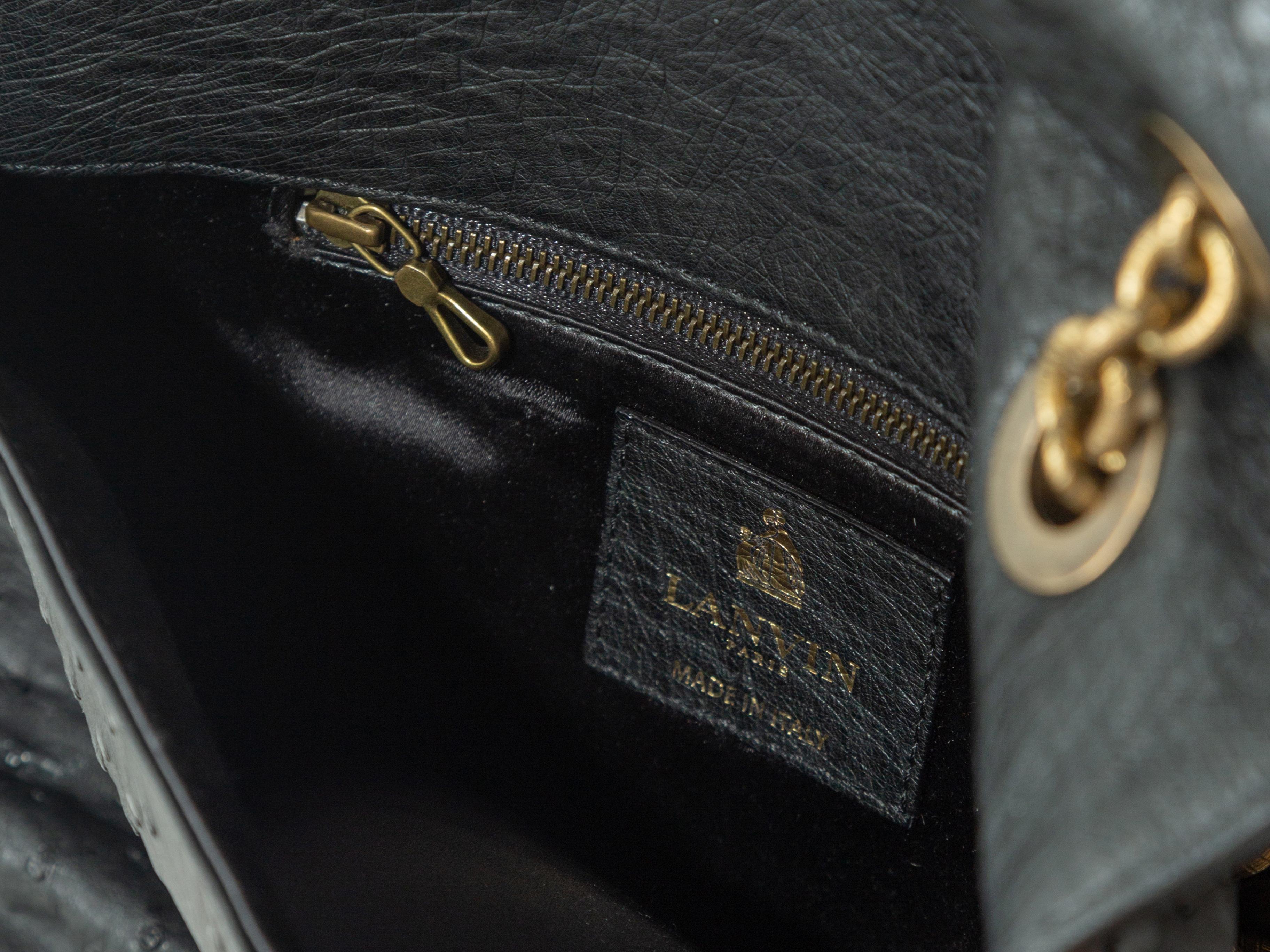 Women's Lanvin Black Ostrich Leather Shoulder Bag