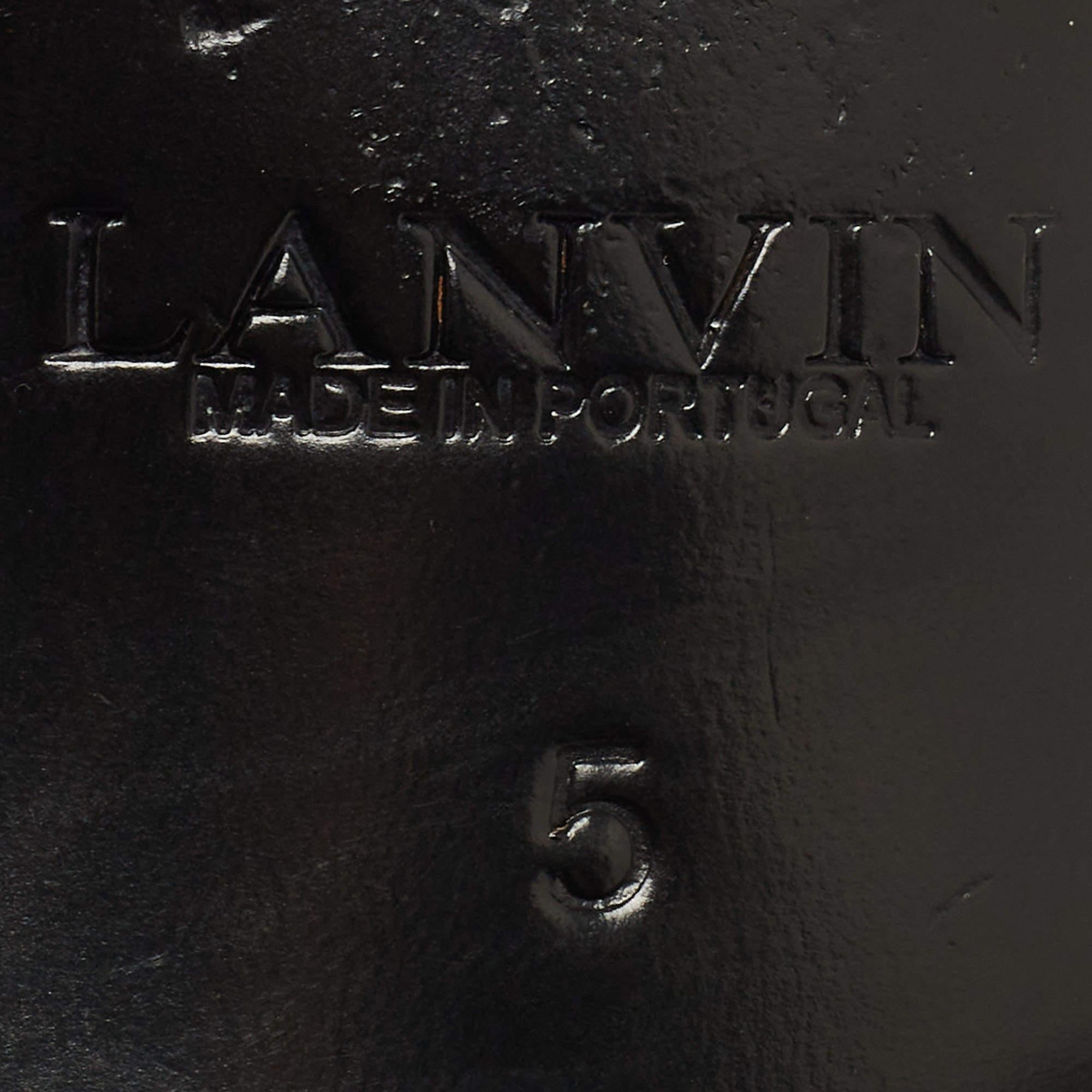 Lanvin Schwarzes Lackleder Spitzen- Oxford Größe 35.5 im Angebot 4