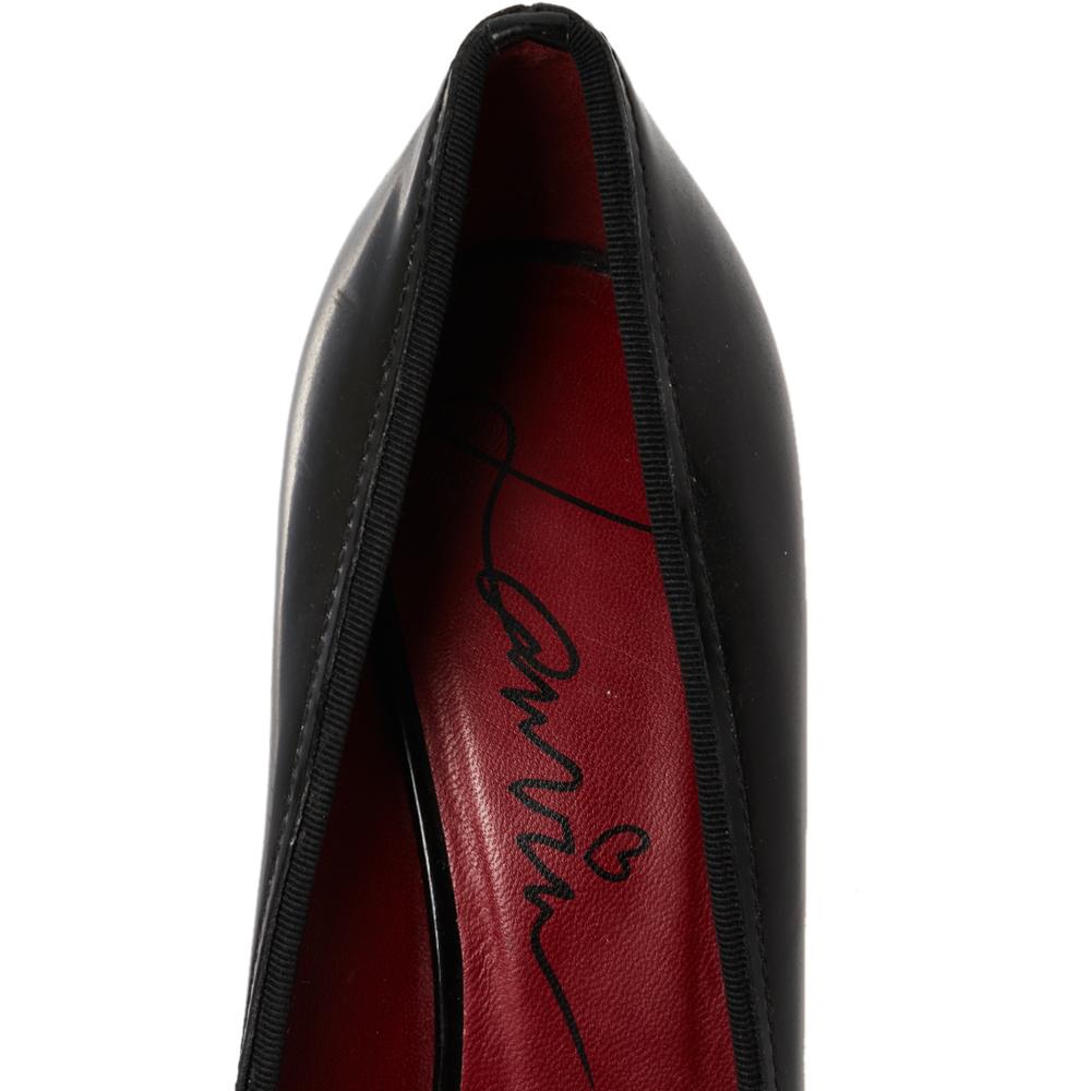 Lanvin Black Patent Leather Open Toe Pumps Size 39 2