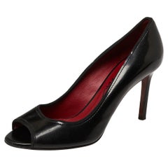 Lanvin Black Patent Leather Open Toe Pumps Size 39