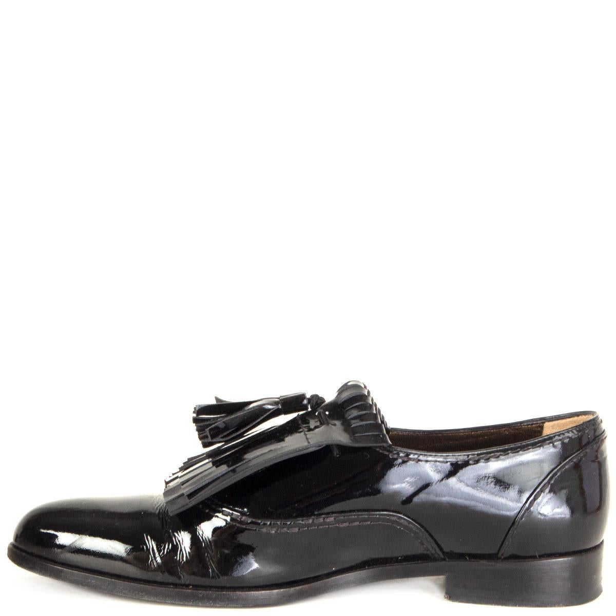 black patent leather flat shoes