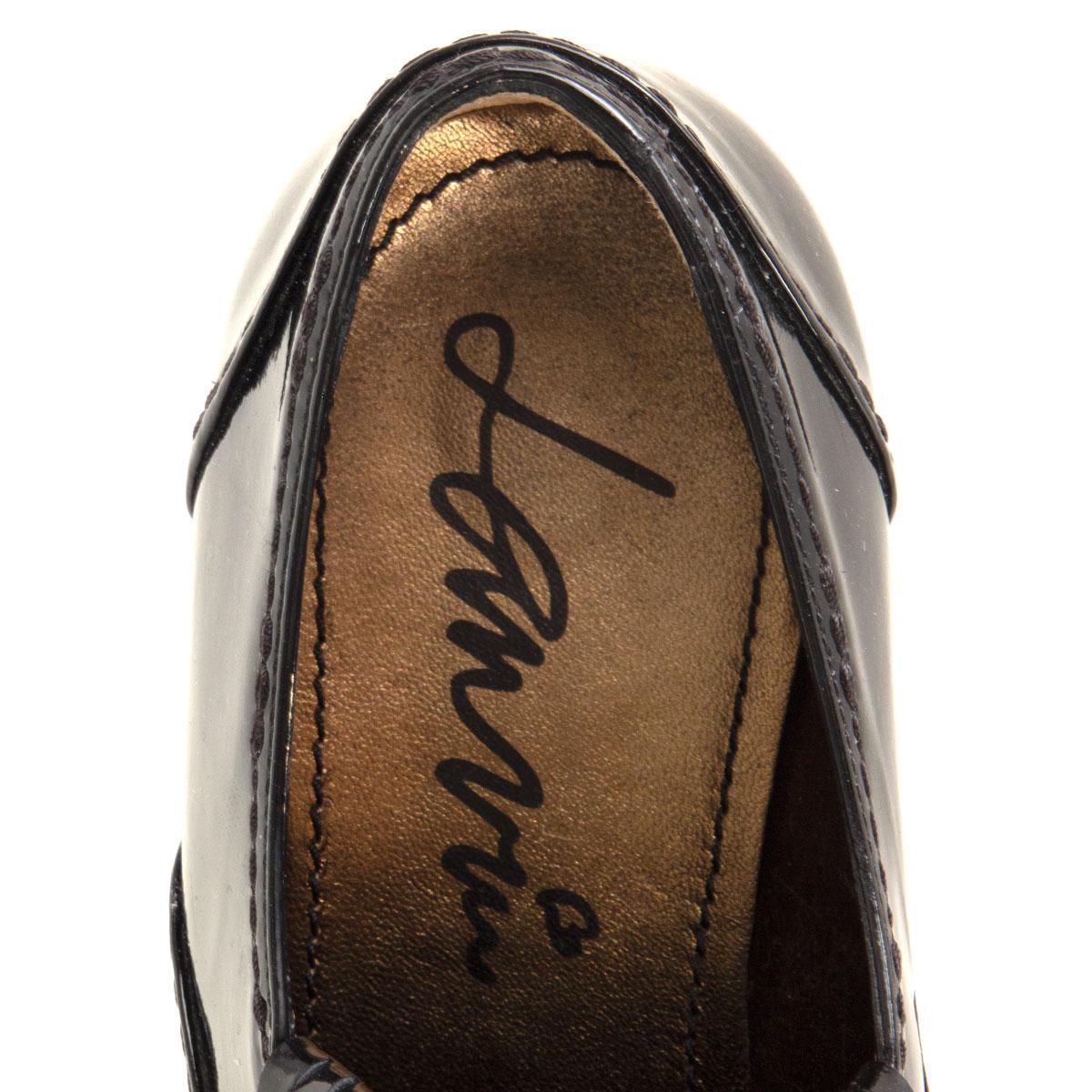 Women's LANVIN black patent leather Tassel Loafer Flat Shoes 38