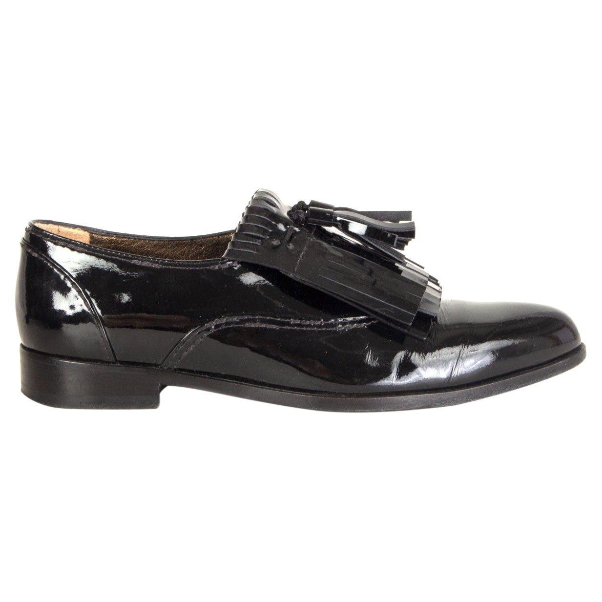 LANVIN charol negro Mocasín con borla Zapatos planos 38