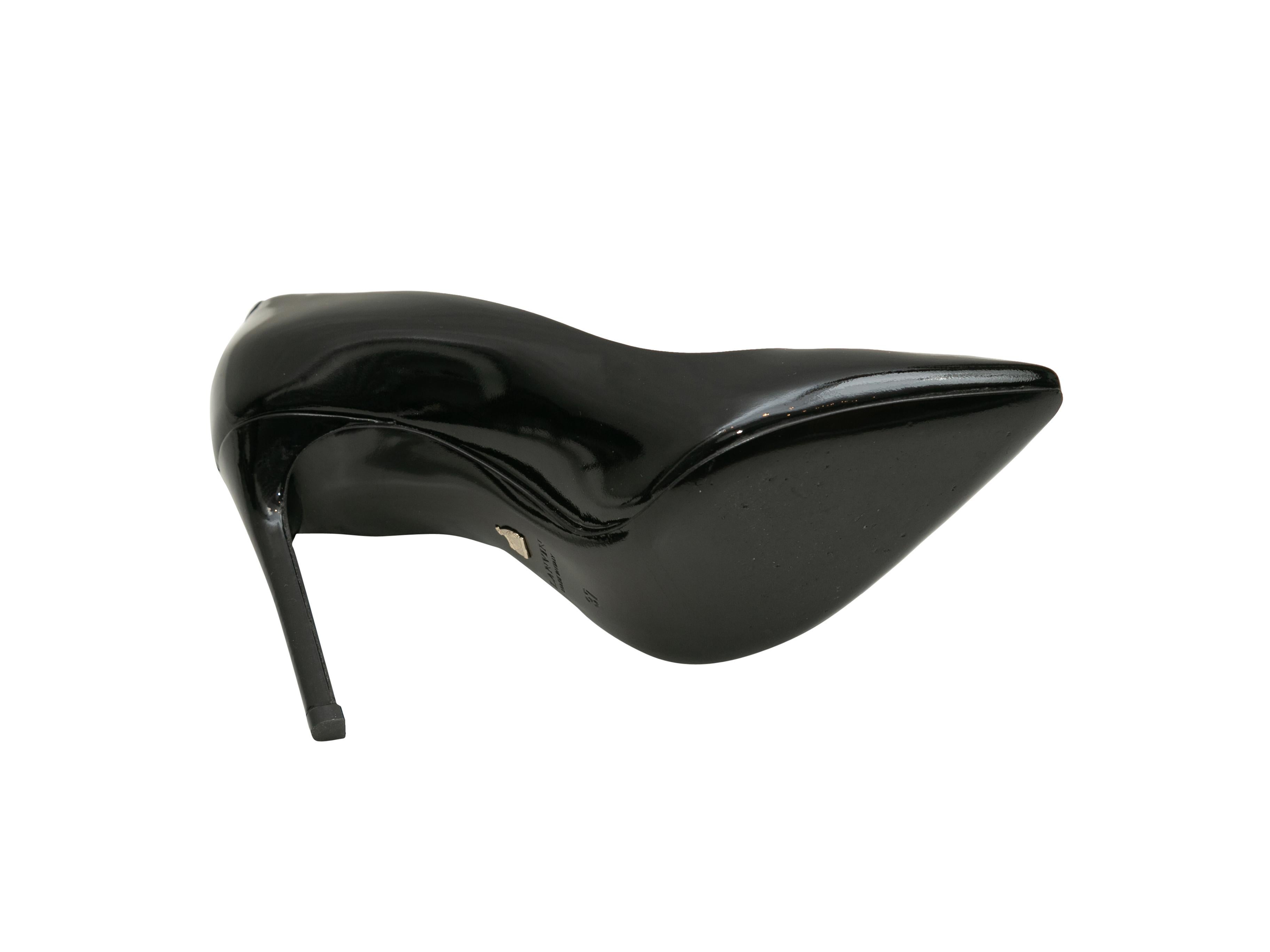 Product details: Black patent leather pointed-toe pumps by Lanvin. 4
