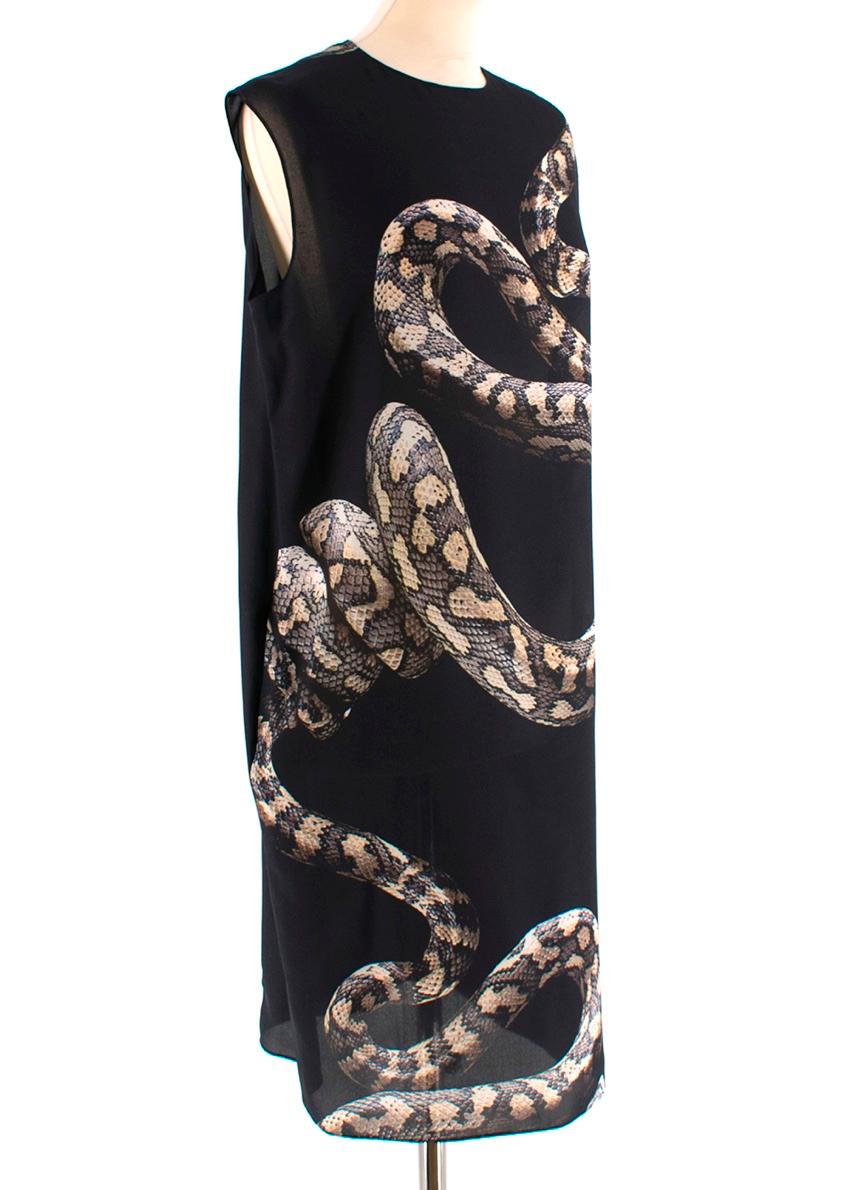 Lanvin Black Snake Silk Shift Dress 

- Large snake design
- Plain black rear 
- Zip up rear fastening 
- Round neckline
- Sleeveless

100% Silk

Made in France

Dry clean only 

Please note, these items are pre-owned and may show signs of being