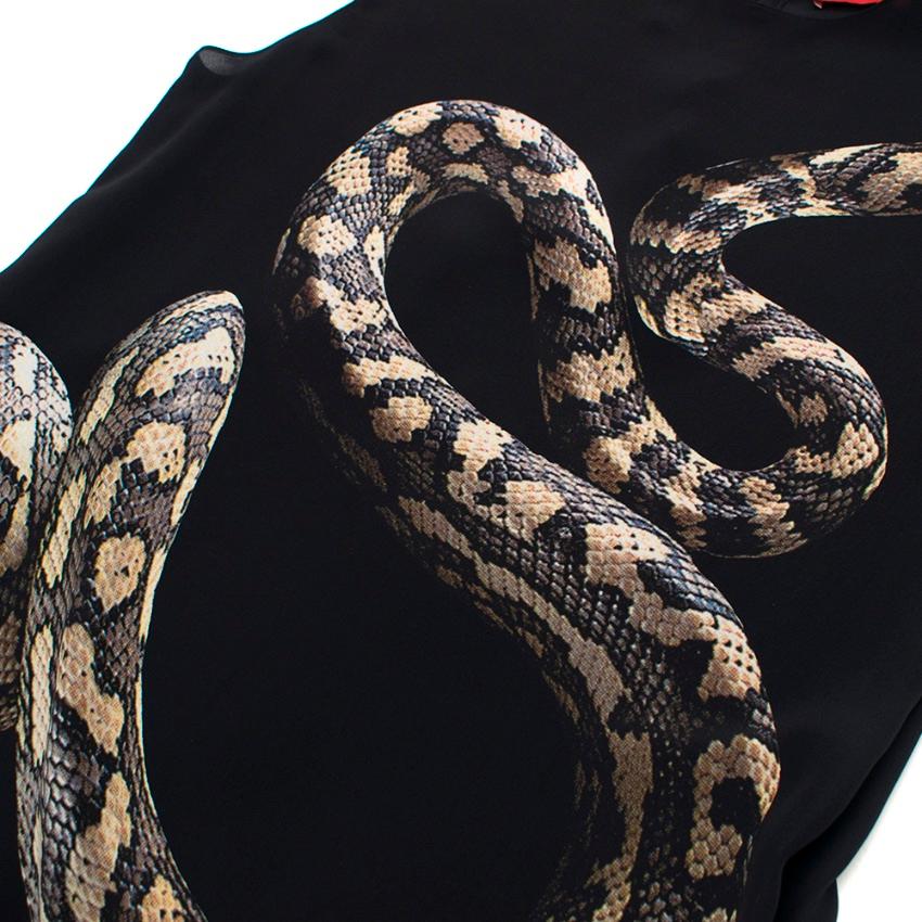 Lanvin Black Python Print Silk Shift Dress - Size US 8 For Sale 1
