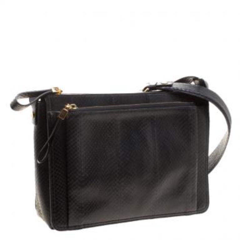 Noir Lanvin Black Python Shoulder Bag en vente