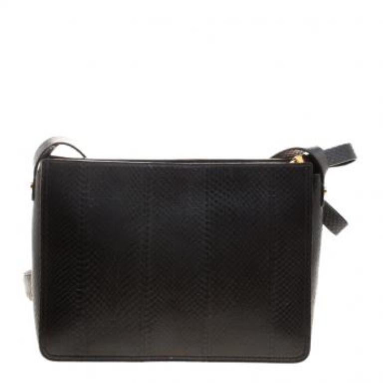 Lanvin Black Python Shoulder Bag en vente 2
