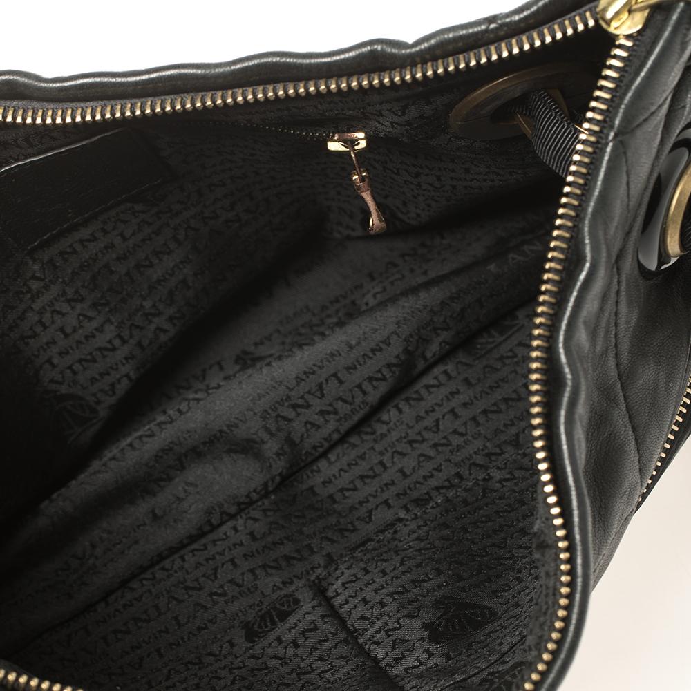 Women's Lanvin Black Quilted Leather Amalia Shoulder Bag