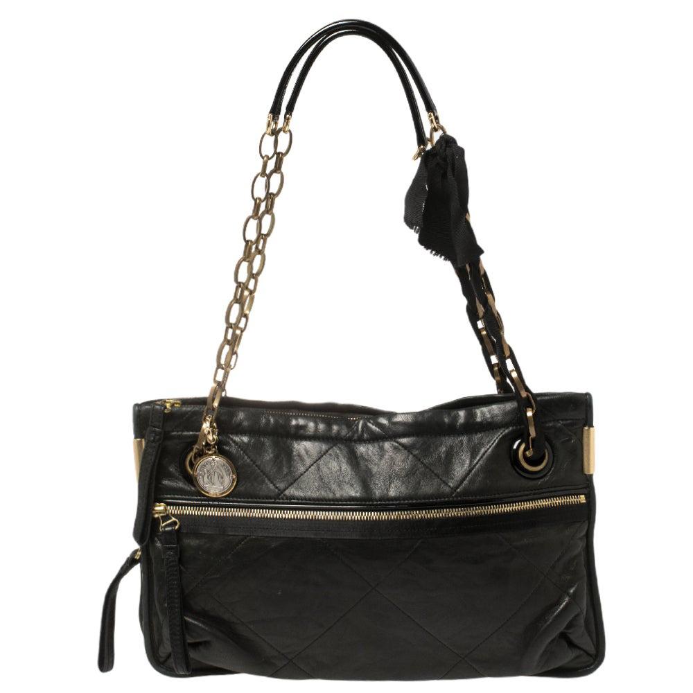 Lanvin Black Quilted Leather Amalia Shoulder Bag