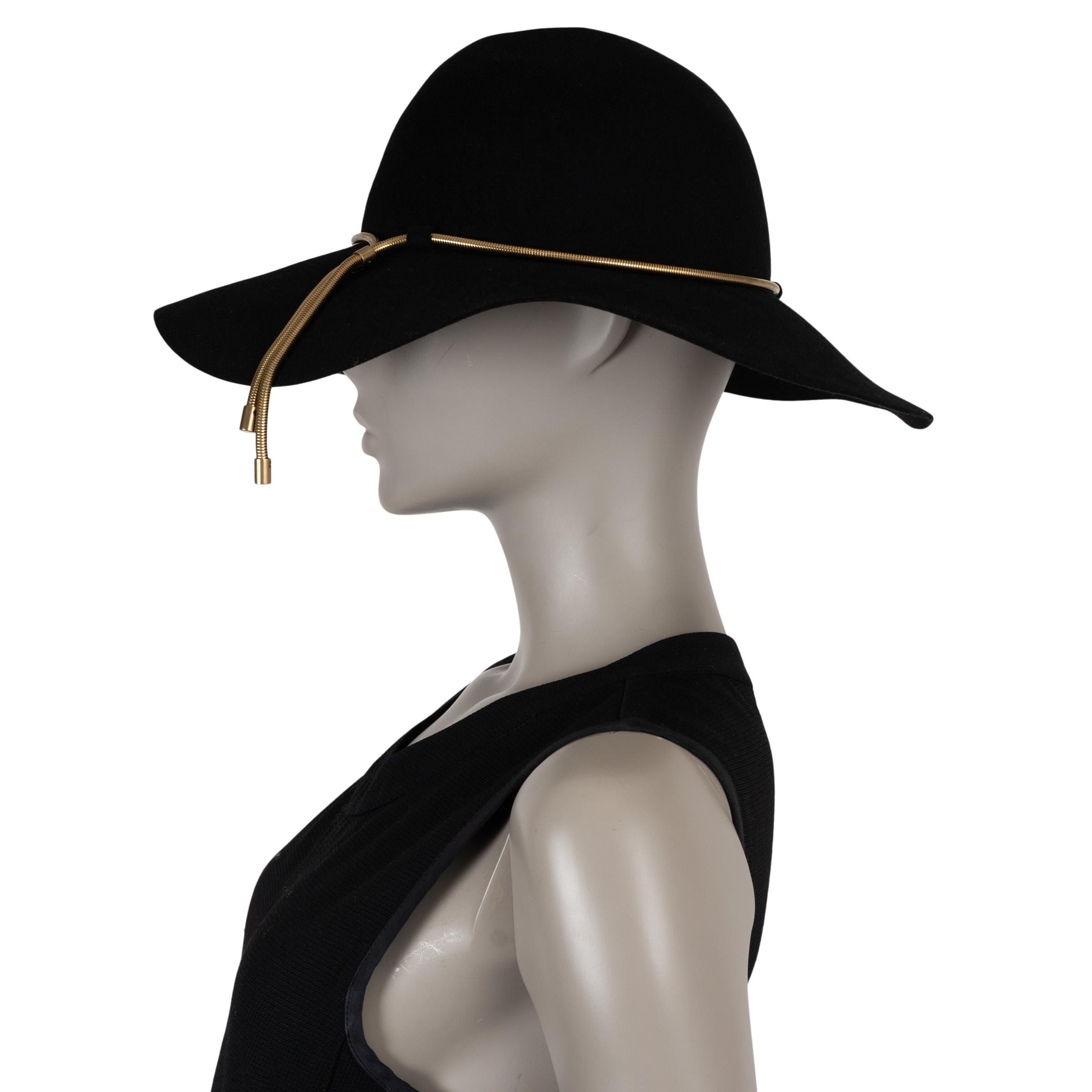 Nero LANVIN black rabbit felt 2014 METAL ROPE Hat 56 in vendita