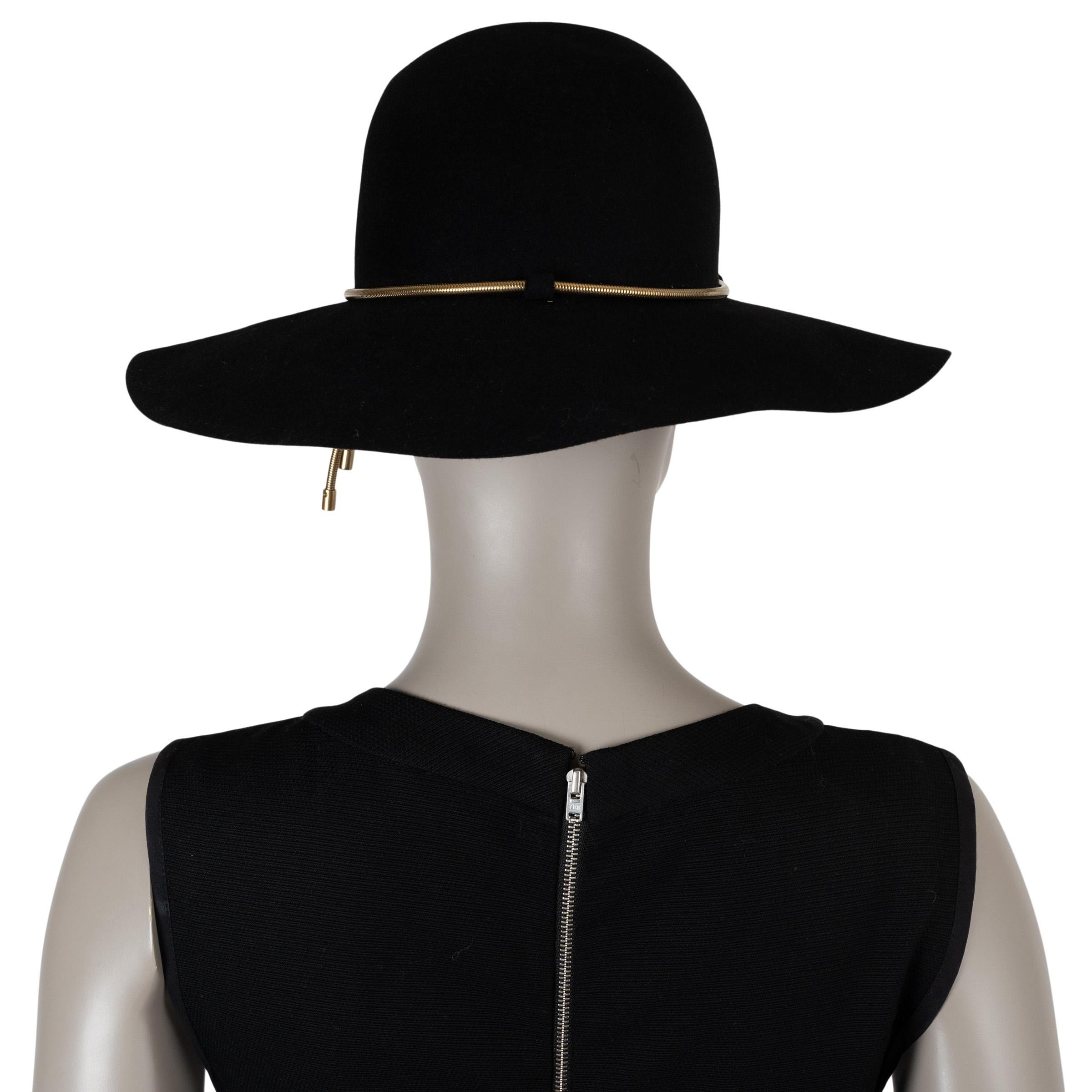 LANVIN black rabbit felt 2014 METAL ROPE Hat 56 In condizioni ottime in vendita a Z�ürich, CH