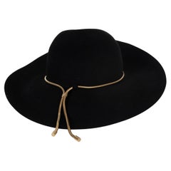 LANVIN black rabbit felt 2014 METAL ROPE Hat 56
