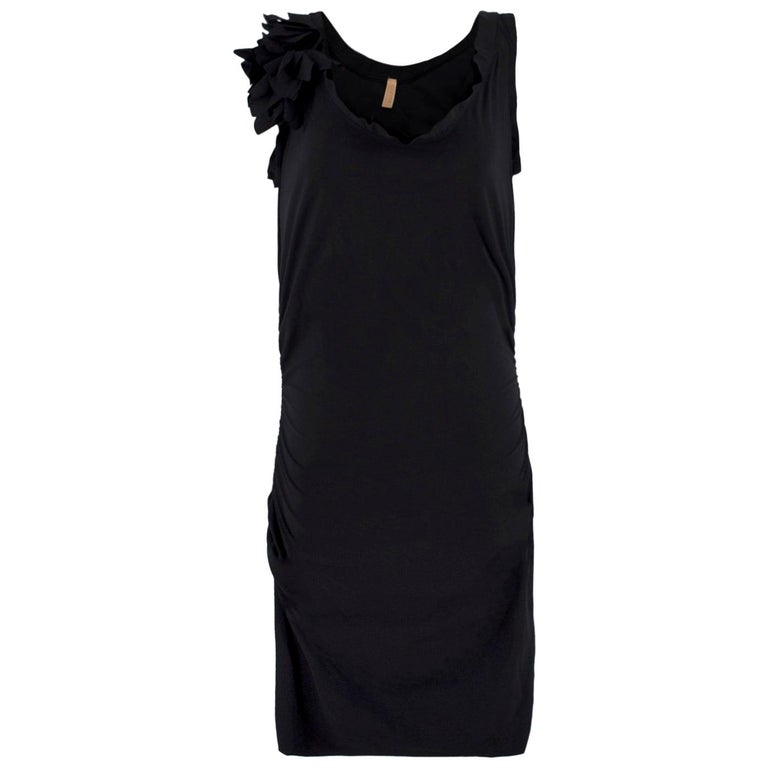 Lanvin Black Ruched Dress - Size Estimated M For Sale at 1stDibs