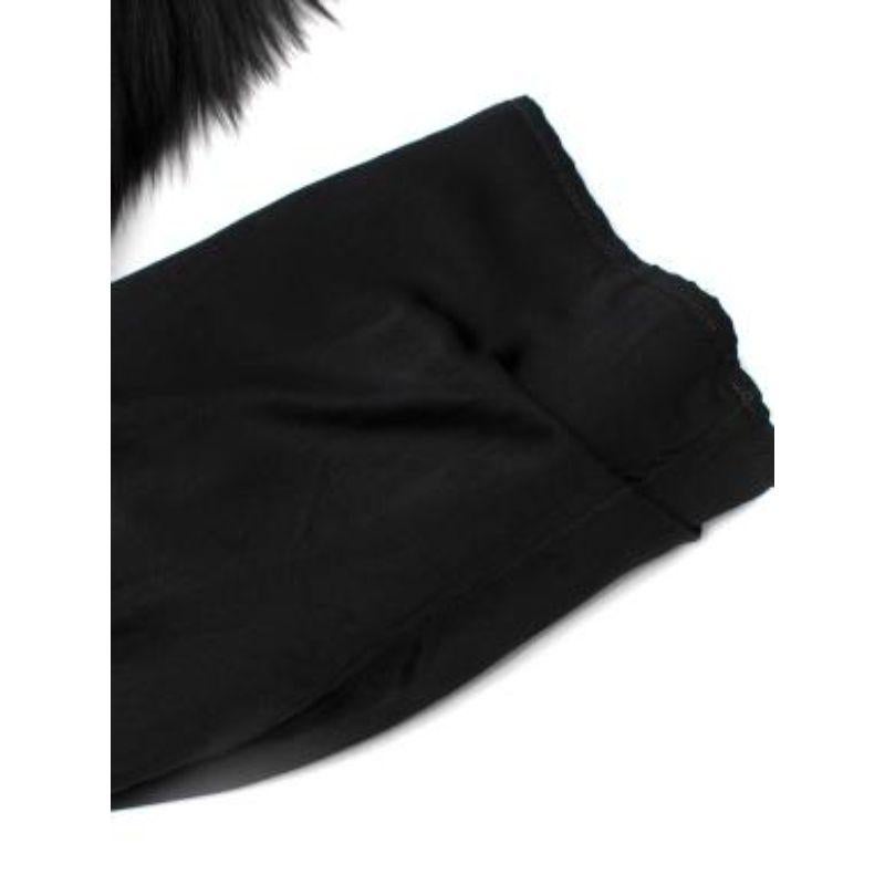 Lanvin Black Satin Fur-Trimmed Coat For Sale 2