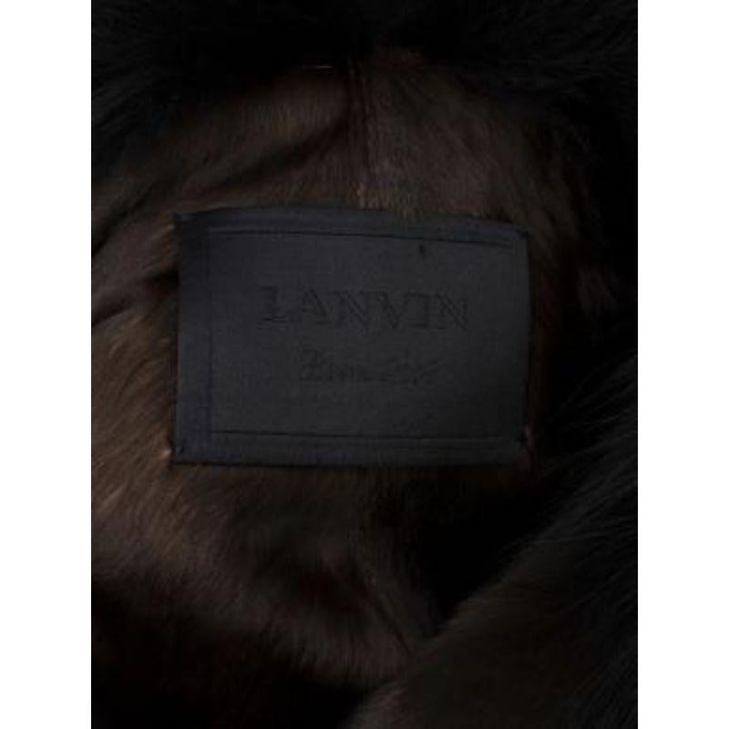 Lanvin Black Satin Fur-Trimmed Coat For Sale 3