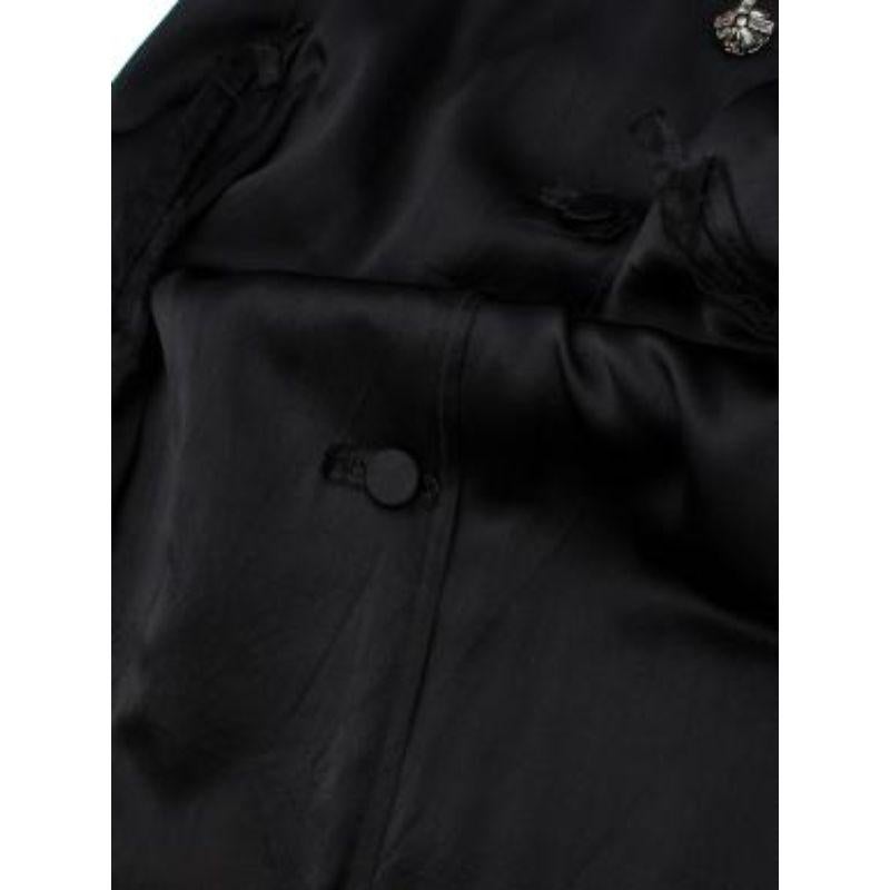 Lanvin Black Satin Fur-Trimmed Coat For Sale 4