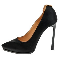 Lanvin Black Satin Pointed Toe Pumps Size 37