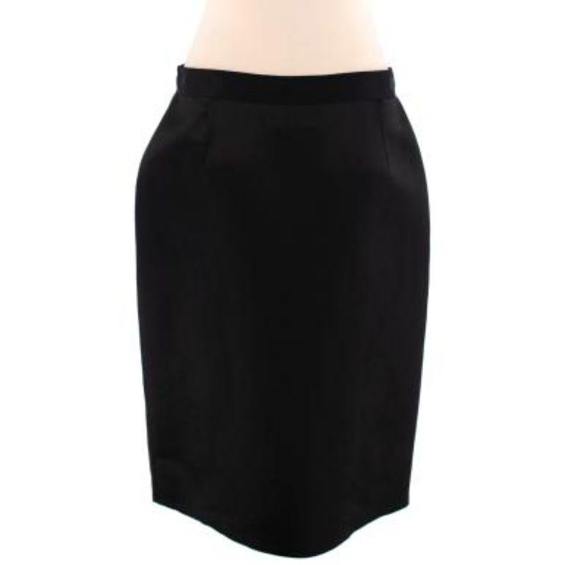 Lanvin Black Satin Raw Hem Pencil Skirt In Good Condition For Sale In London, GB