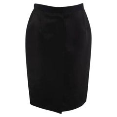 Lanvin Black Satin Raw Hem Pencil Skirt