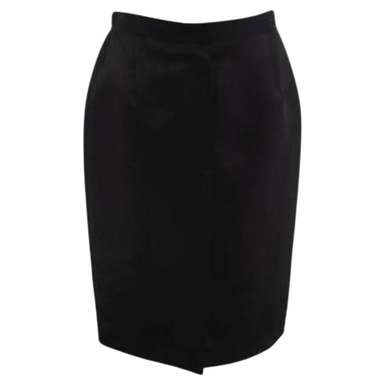 Lanvin Black Satin Raw Hem Pencil Skirt For Sale at 1stDibs