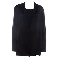 Lanvin Black Satin Snap Button Tailored Jacket L