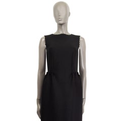 LANVIN black SCALLOPED EDGE NEOPRENE Sleeveless Dress 38 S