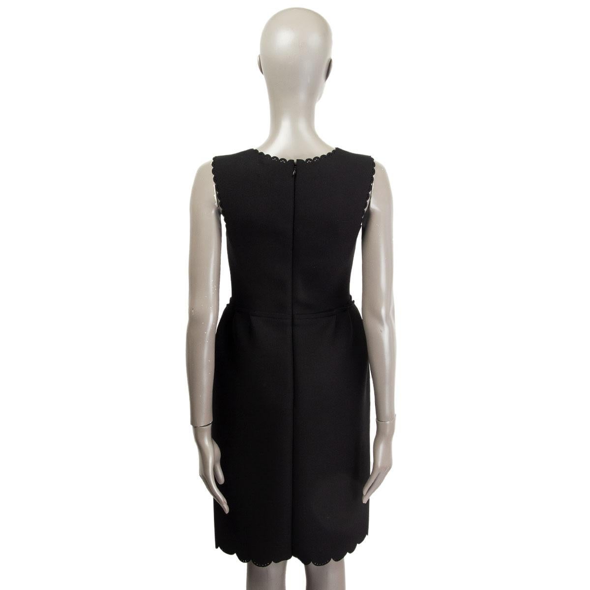 Black LANVIN black SCALLOPED EDGE NEOPRENE Sleeveless Dress 38 S For Sale