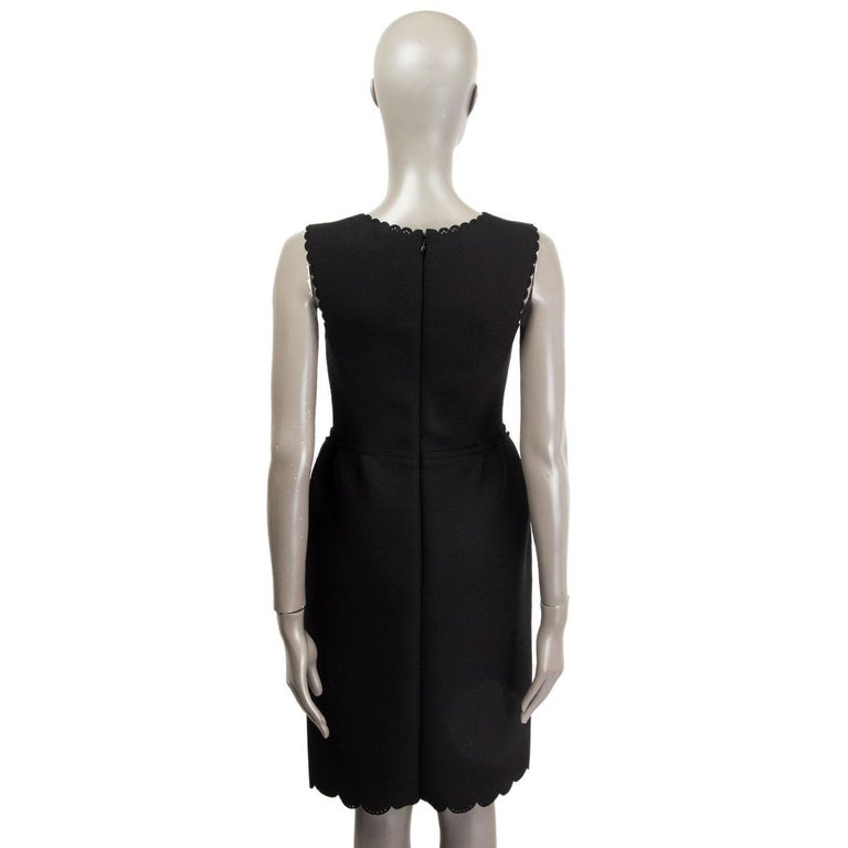 LANVIN black SCALLOPED EDGE NEOPRENE Sleeveless Dress 38 S For Sale at