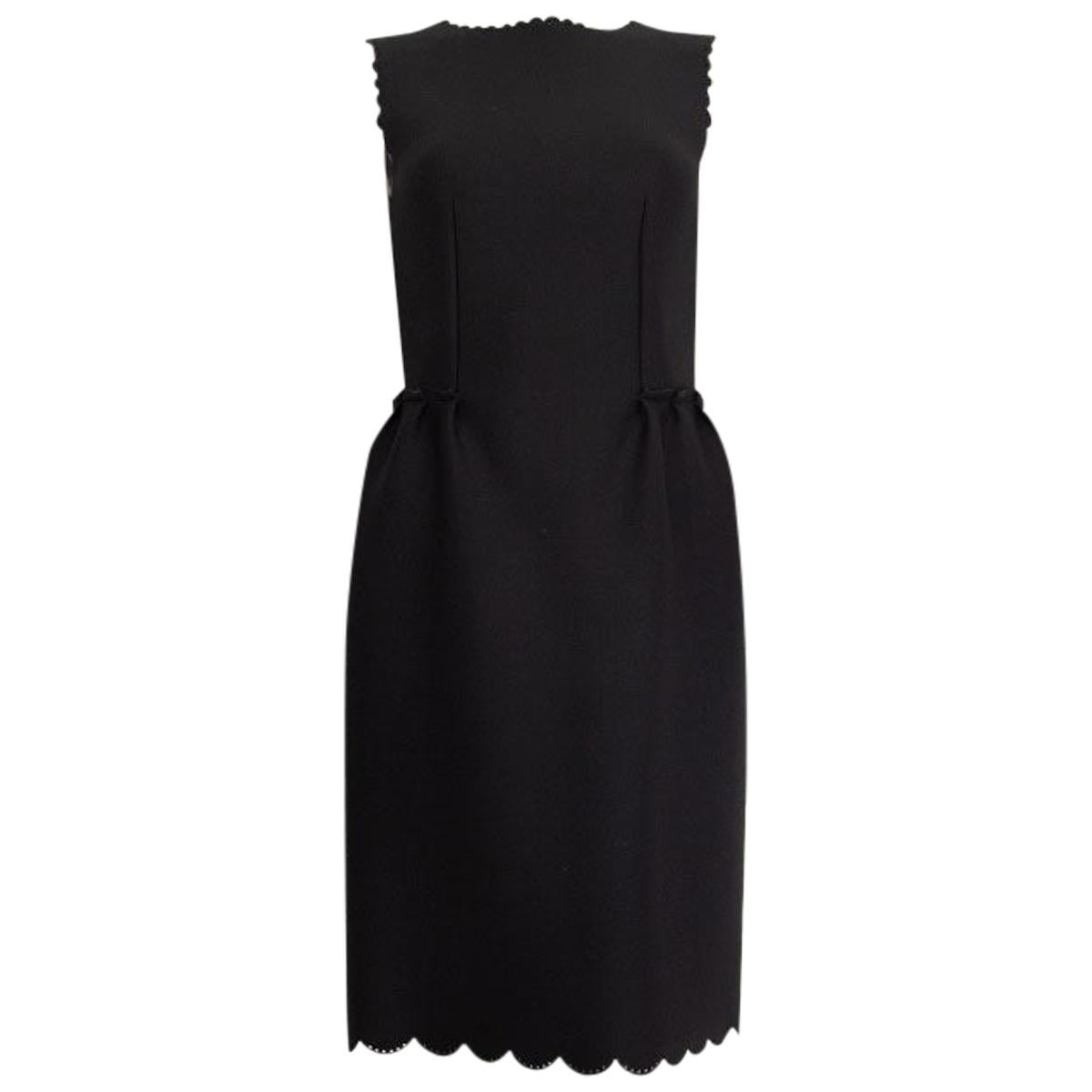 LANVIN black SCALLOPED EDGE NEOPRENE Sleeveless Dress 38 S For Sale