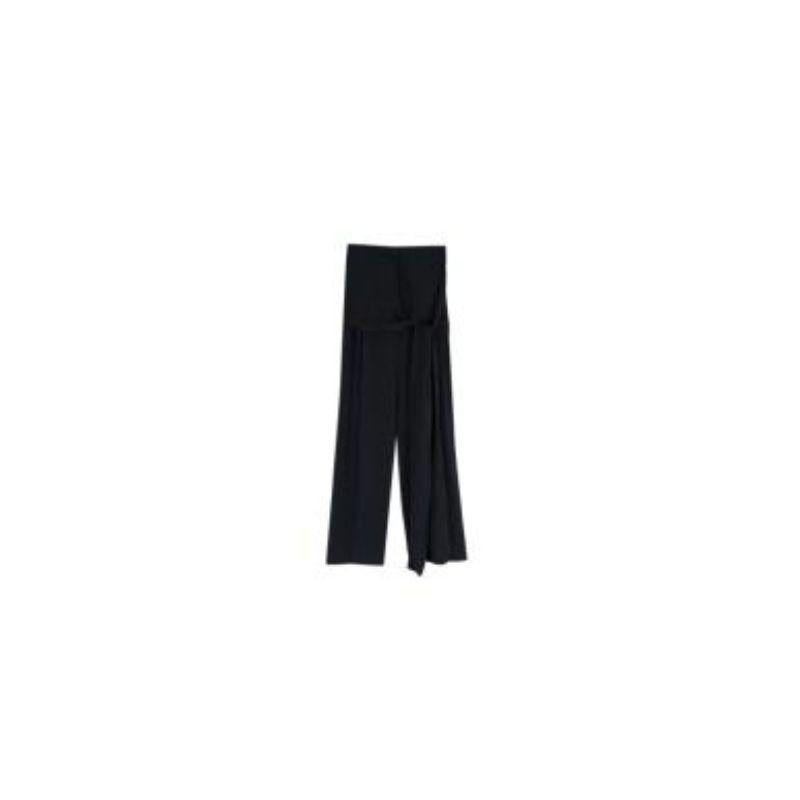Lanvin Black Silk-Blend Trousers with Wrap Waist For Sale
