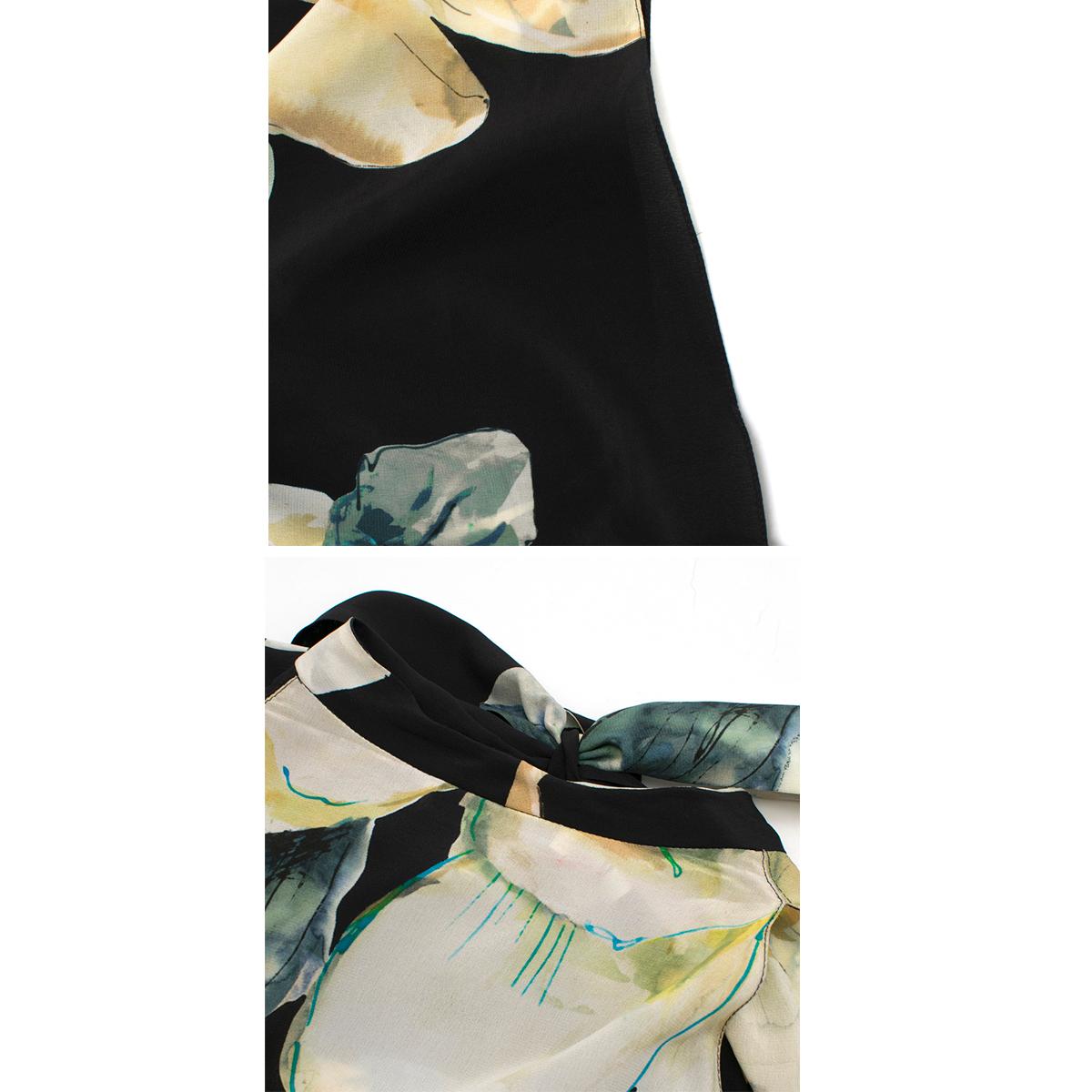 Lanvin Black Silk Floral Sleeveless Top - Size US 4 For Sale 4