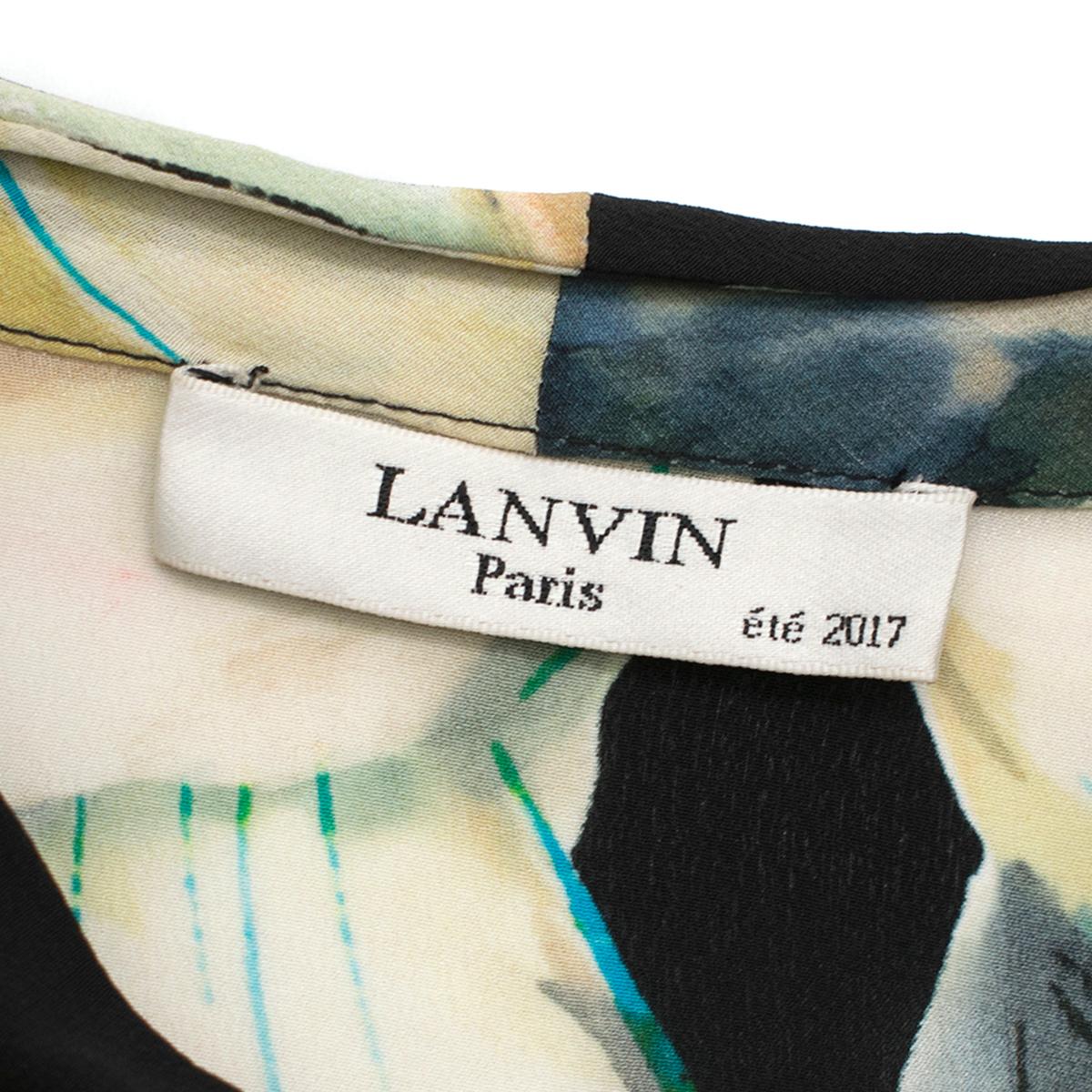 Lanvin Black Silk Floral Sleeveless Top - Size US 4 In Excellent Condition For Sale In London, GB