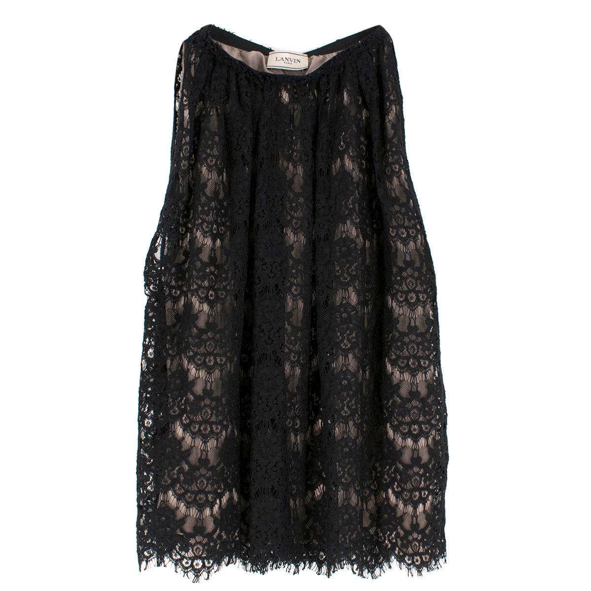 Lanvin Black Silk Lace Embellished Sleeveless Top - Size US 6 In Excellent Condition For Sale In London, GB