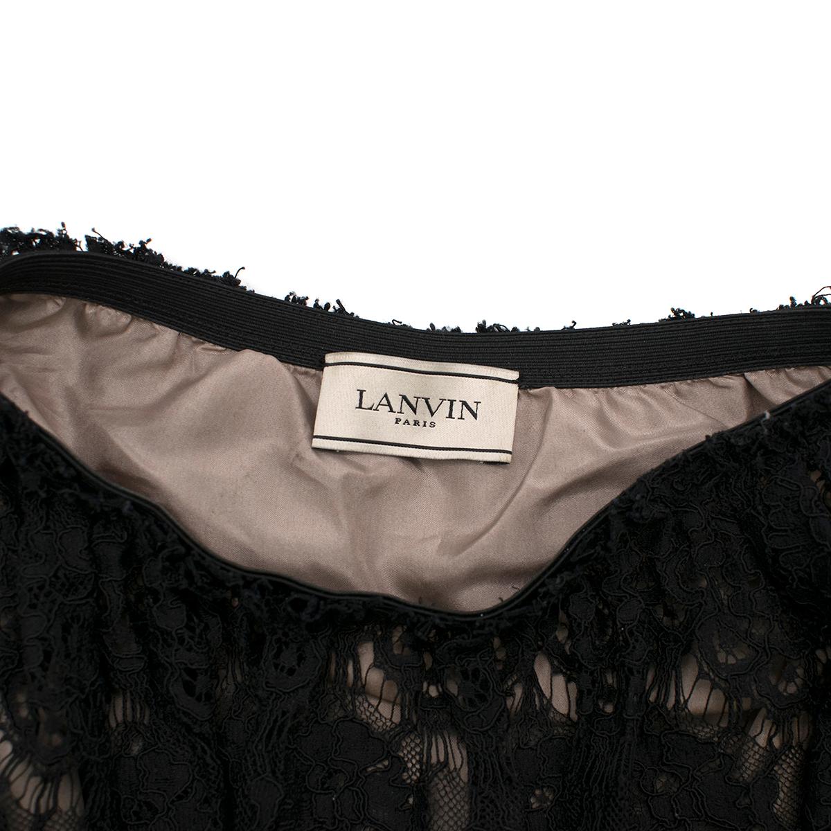 Women's Lanvin Black Silk Lace Embellished Sleeveless Top - Size US 6 For Sale