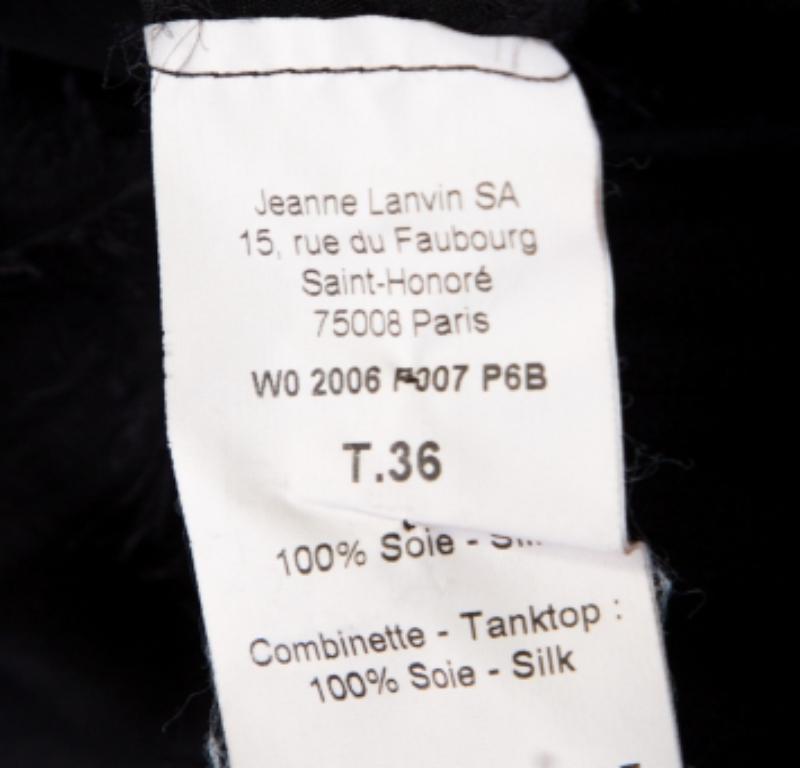 Lanvin Organza de Seda Negra Detalle de Bordes Crudos Vestido con Canesú en Capas S en venta 1