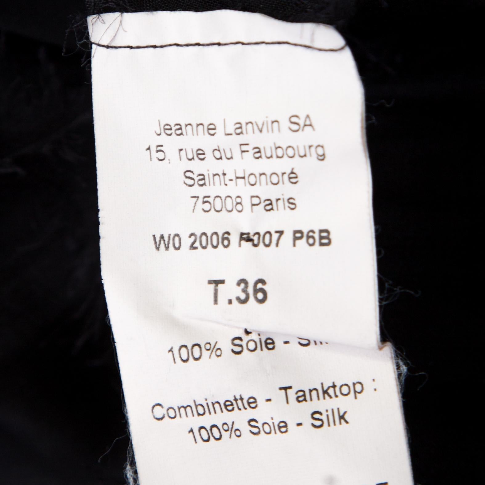 Lanvin Black Silk Organza Raw Edge Detail Sheer Yoke Layered Dress S 2
