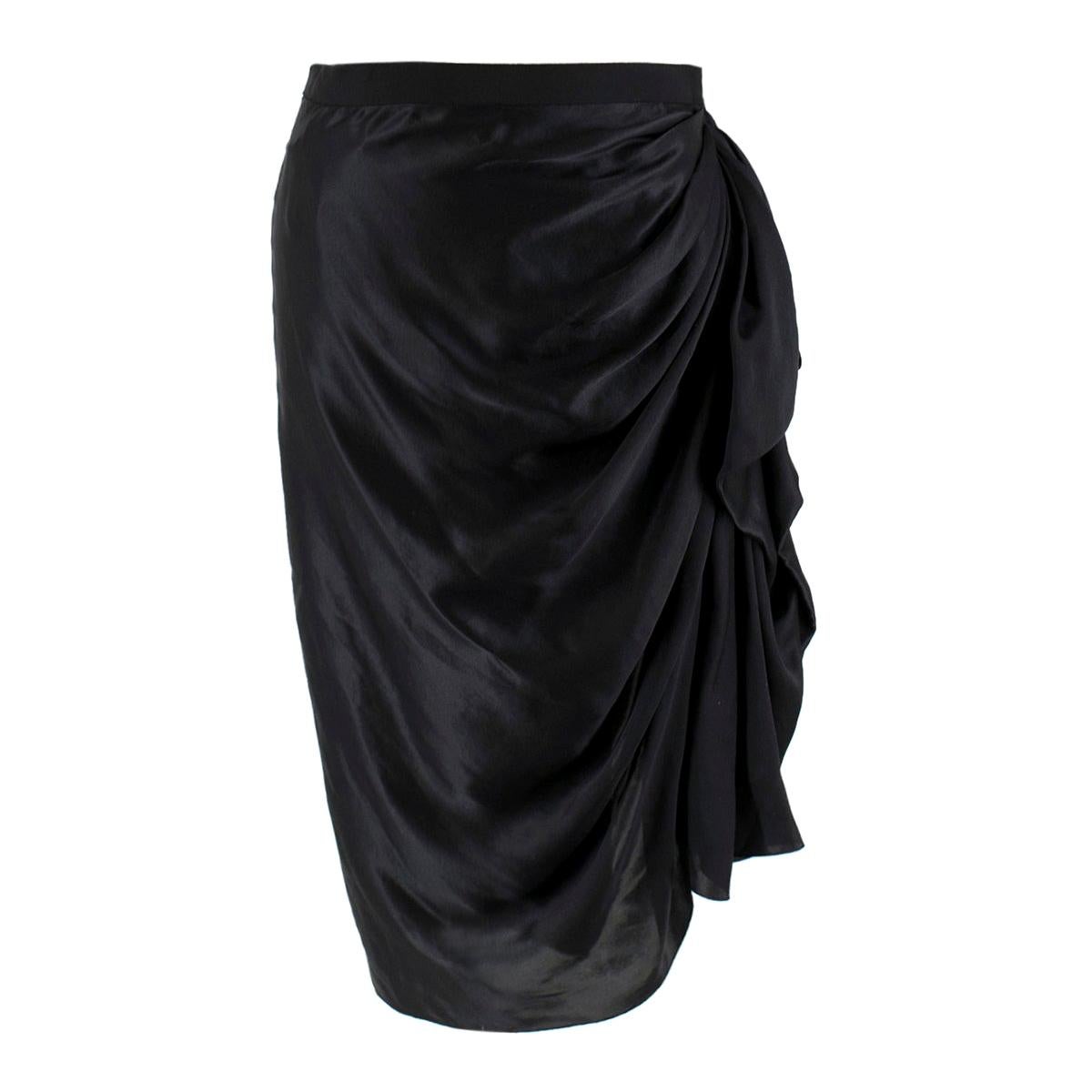  Lanvin Black Silk Pencil Skirt - Size US 8 For Sale