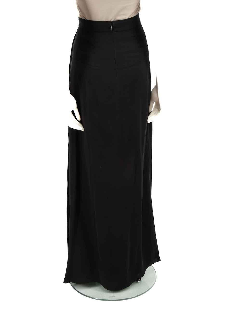 Lanvin Black Silk Pleated Panel Maxi Skirt Size XS In New Condition For Sale In London, GB