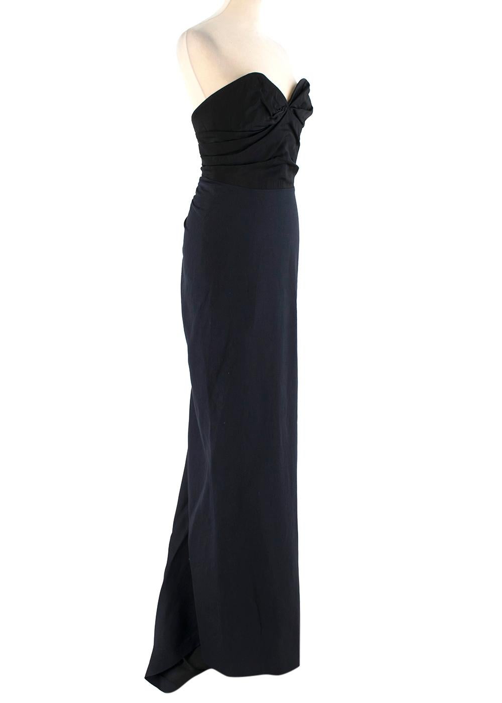 Lanvin Silk Black & Navy Fitted Fishtail Gown - Size US 4 For Sale 3