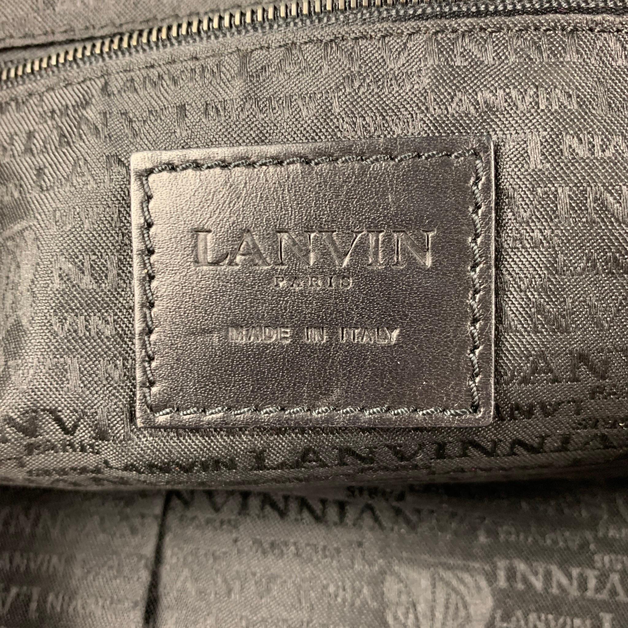 LANVIN Black Silver Textured Fabric Ribbon Shoulder Bag Handbag 1