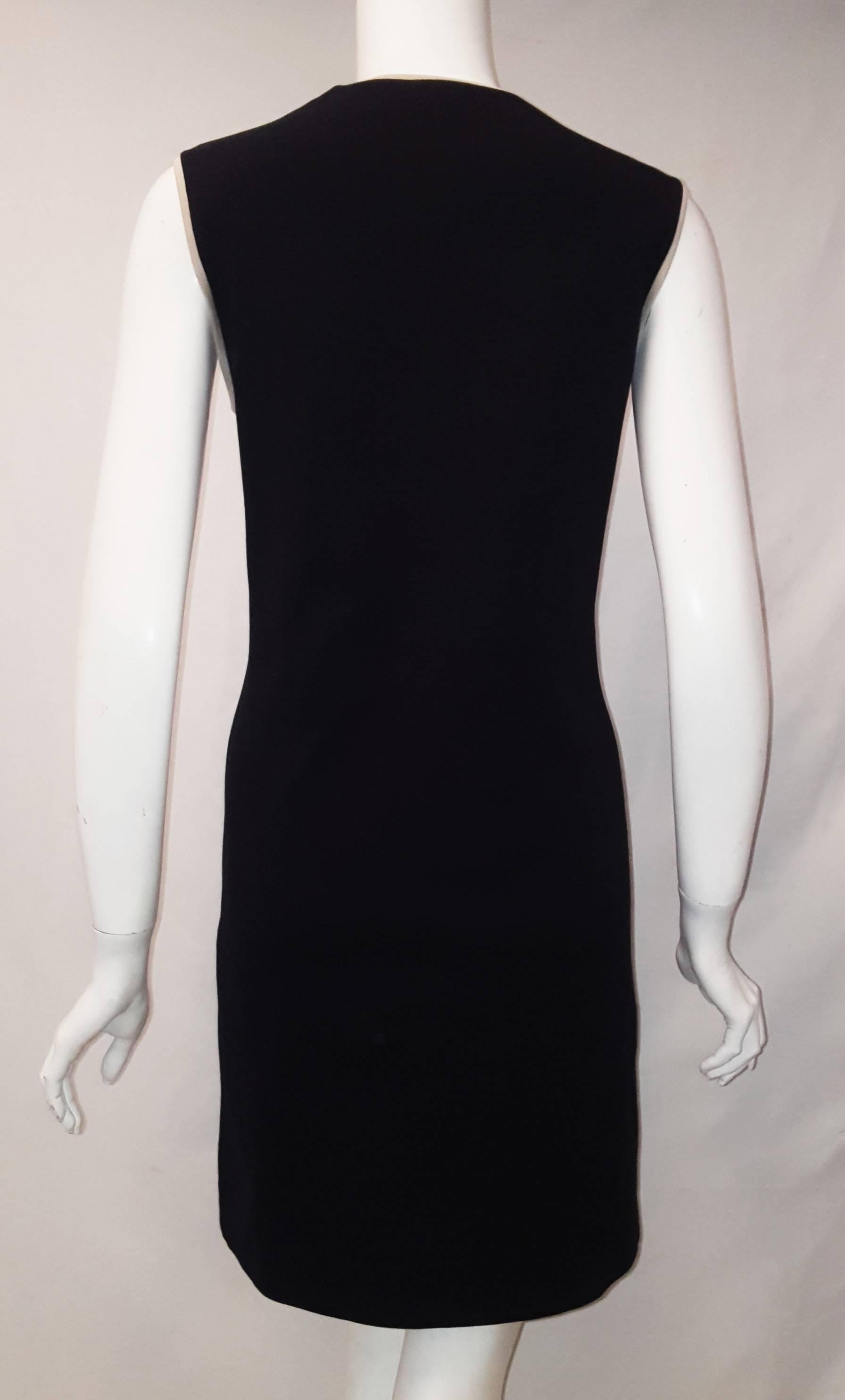 Women's Lanvin Black Sleeveless Sheath Dress Embellished w/ Metal Coils at Side 