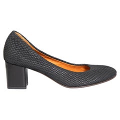 Lanvin Black Snakeskin Leather Pumps Size IT 36
