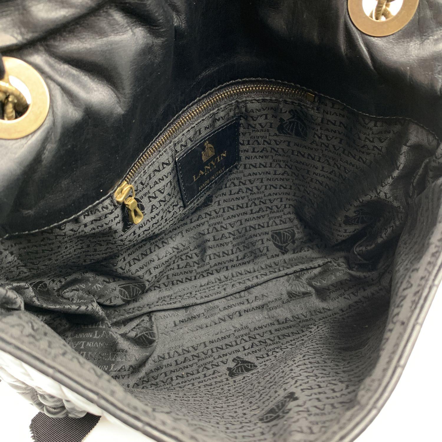 Women's Lanvin Black Soft Quilted Leather Happy Flap Shoulder Bag